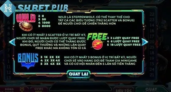 Nổ Hũ Justice League Shbet- Quay hũ cực đỉnh, săn Jackpot khủng 3 Các biểu tượng đặc biệt trong game nổ hũ Justice League